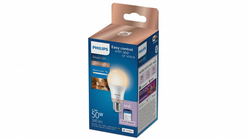 אריזת נורת LED חכמה Philips Smart LED A60 E27 100W – נורה סטנדרטית בעוצמה גבוהה עם לבן מתכוונן ושליטה באפליקציה