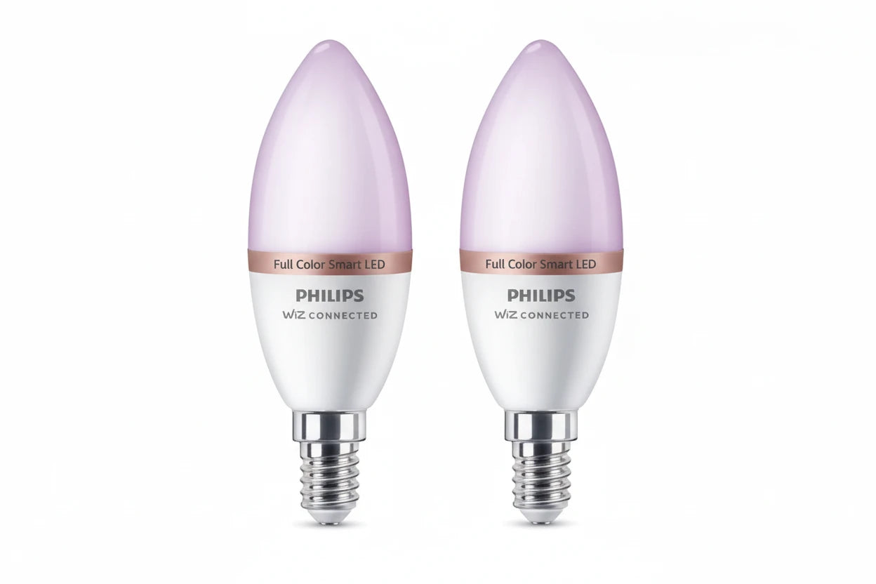 נורות נר חכמות צבעוניות Philips Smart LED Candle C37 E14 RGB – מארז זוגי עם מיליוני צבעים