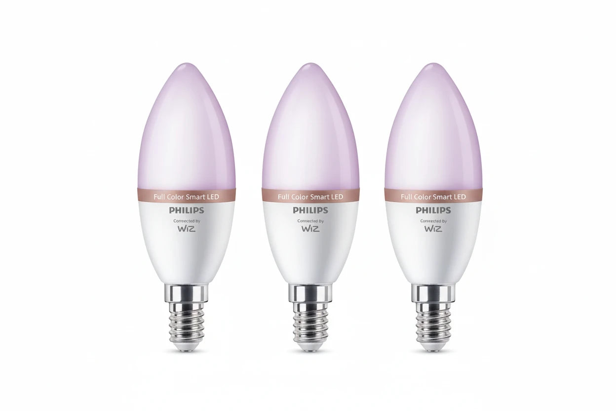 נורות נר חכמות צבעוניות Philips Smart LED Candle C37 E14 RGB – מארז של שלוש נורות עם מיליוני צבעים