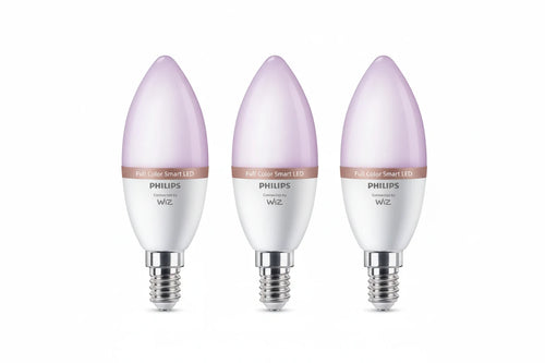 נורות נר חכמות צבעוניות Philips Smart LED Candle C37 E14 RGB – מארז של שלוש נורות עם מיליוני צבעים