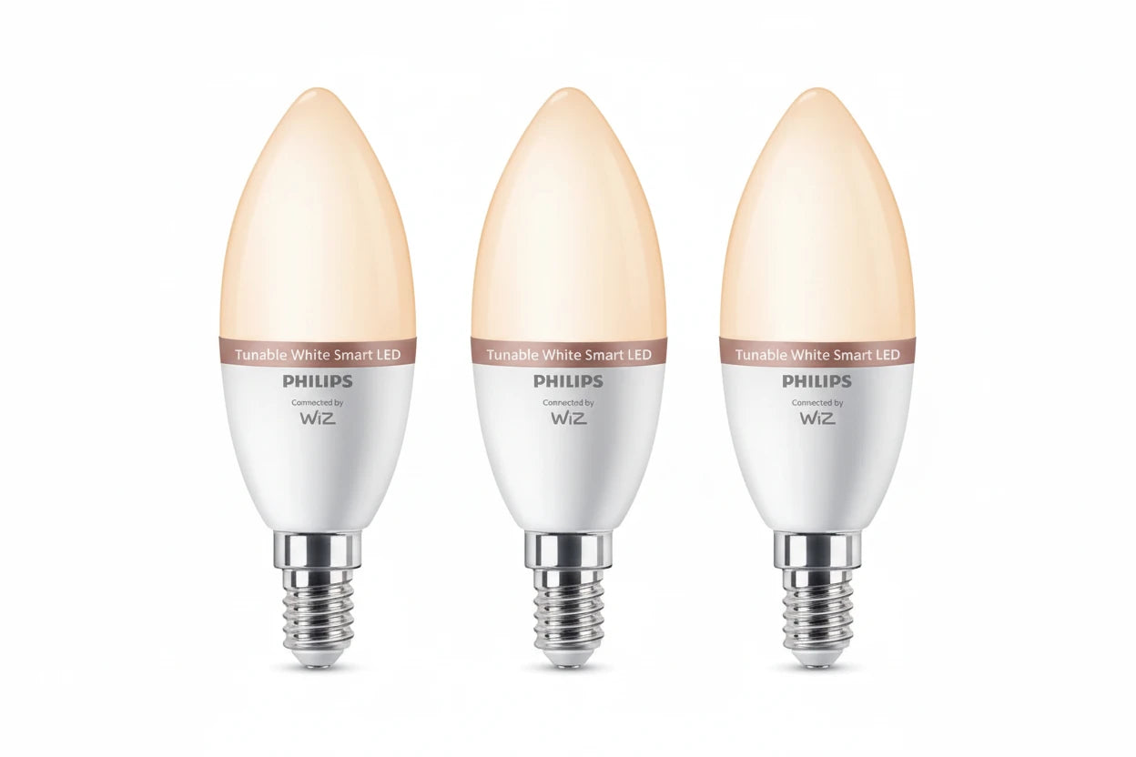 נורות נר חכמות Philips Smart LED Candle C37 E14 – מארז של שלוש נורות עם לבן מתכוונן
