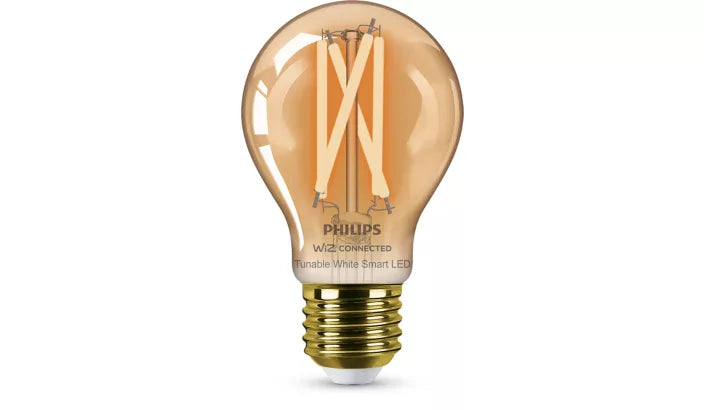 נורת פילמנט חכמה Philips Smart LED A60 E27 Amber 50W – נורה בגוון ענבר בסגנון וינטג' רטרו עם לבן מתכוונן