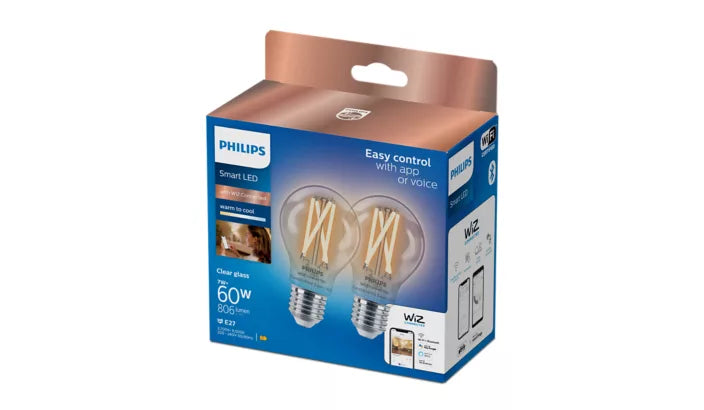 אריזת מארז זוגי נורות פילמנט חכמות Philips Smart LED A60 E27 60W