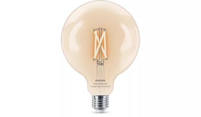 נורת פילמנט חכמה Philips Smart LED Globe G125 E27 60W – נורת כדור גדול שקופה עם לבן מתכוונן