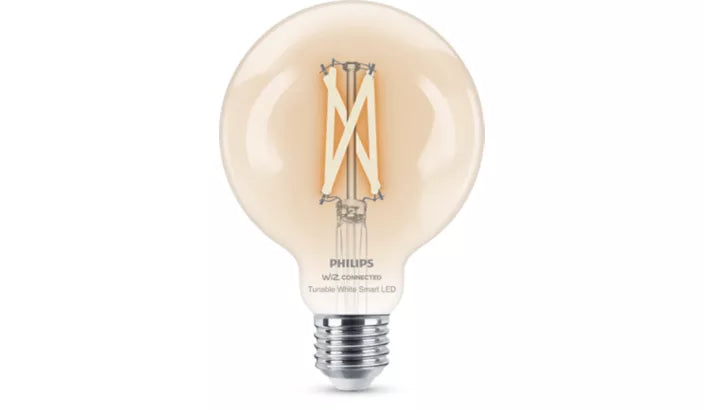נורת פילמנט חכמה Philips Smart LED Globe G95 E27 60W – נורת כדור שקופה עם לבן מתכוונן