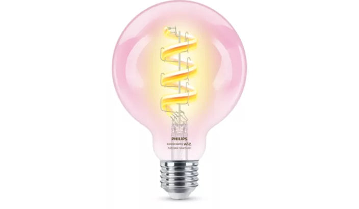 נורת פילמנט חכמה צבעונית Philips Smart LED Globe G95 E27 RGB 40W – נורת כדור שקופה עם מיליוני צבעים