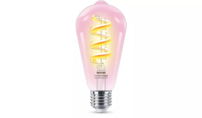 נורת פילמנט חכמה צבעונית Philips Smart LED ST64 E27 RGB 40W – נורה שקופה בסגנון אדיסון עם מיליוני צבעים נורה חכמה Smart LED Filament ST64 E27 40W מבית Philips